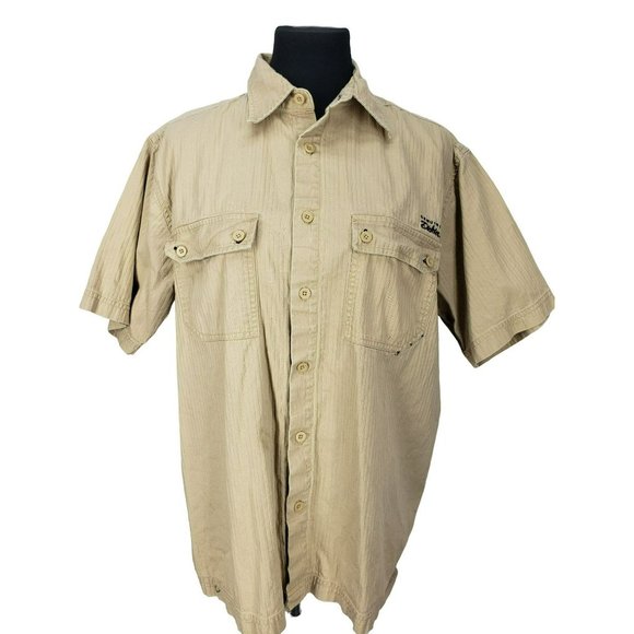 Dickies Tan Beige Size Large Men's Short‎ Sleeve Button Up Work Shirt - Picture 1 of 8